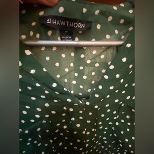 Anthropologie 41 Hawthorn Chic Green Polka Dot Top